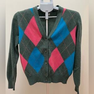 Sisley Argyle Cardigan - Pink, Blue, and Green